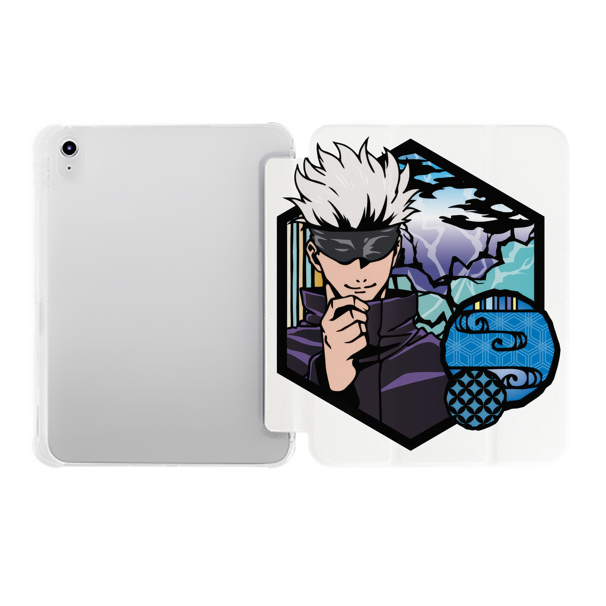 （画像用） 呪術廻戦 Jujutsu Kaisen IPad ケース ペン収納付き 三つ折りスタンド PUレザー×シリコン 対応機種9.5/10.5/10.9インチ